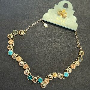 ISIS Creative Goldtone Necklace & Earring Set NWT